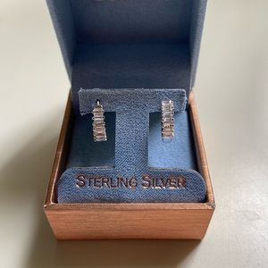 Lulea Silver Baguette Huggies